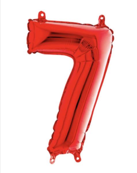 Folienballon - Zahl 7: Rot - ø 102cm